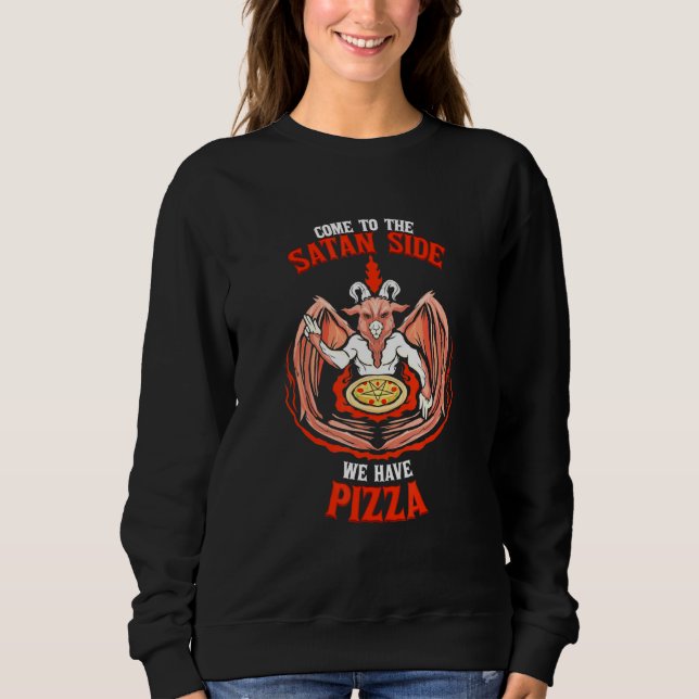 Kom till Satansidan vi har Pizza Baphomet Sata T Shirt (Framsida)