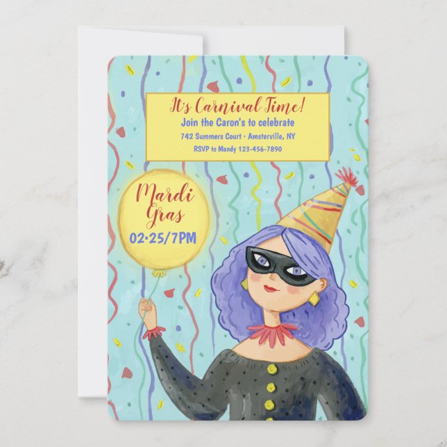 Kom till Vår Mardi Gras Party Inbjudningar (Framsida)