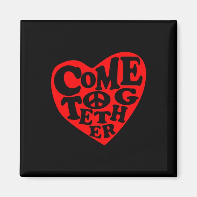 Kom Together Peace Heart-symbolstämpel Magnet (Framsidan)