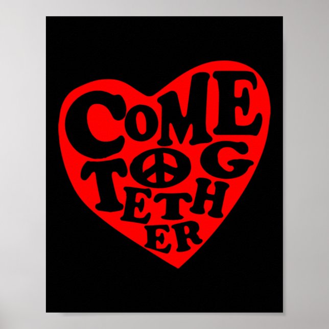 Kom Together Peace Heart-symbolstämpel Poster (Framsidan)