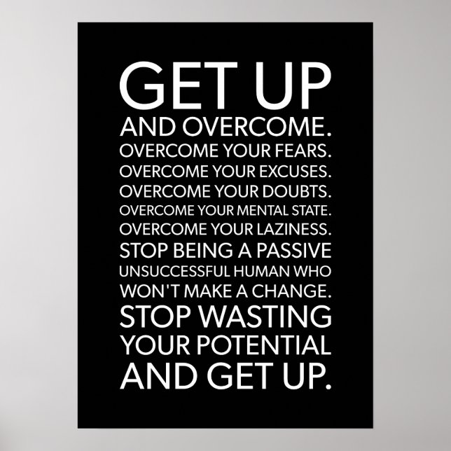 Kom upp och övervinna - Gym, Hustle, Success Poster (Framsidan)