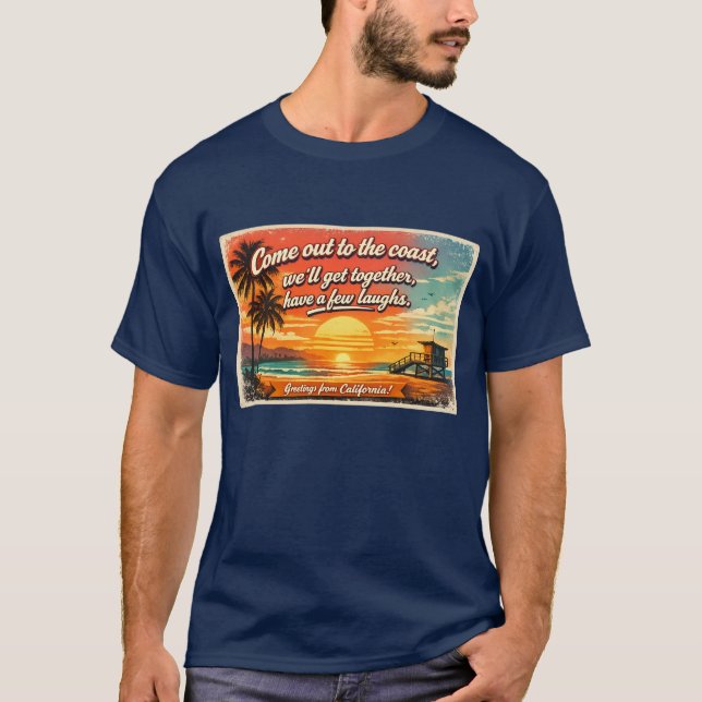 Kom ut till kusten Mörk Herr T-Shirt  (Framsida)