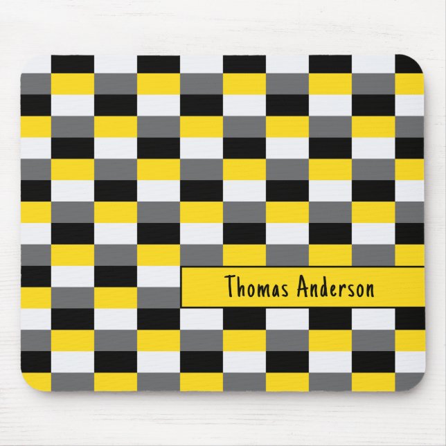 Kombination av gult, svart och Grått Färg Musmatta (Framsidan)