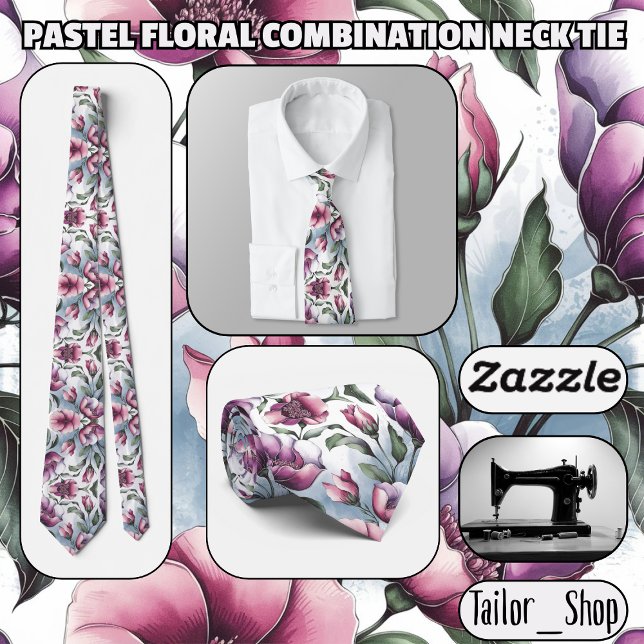 Kombination av pastellBlommigt Slips (Pastel Floral Combination Neck Tie)