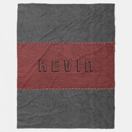 Kombination av rött och svart läder fleecefilt