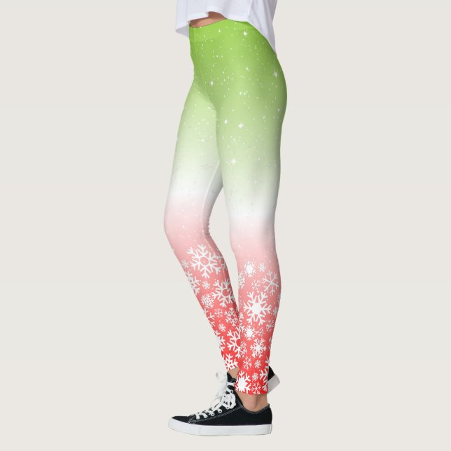 Kombination av Tropical Färg och Snöflingor Leggings (Vänster)