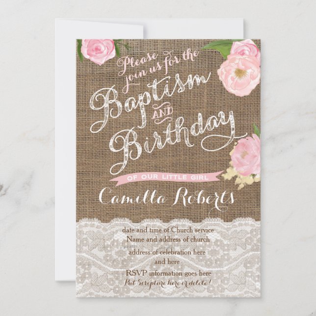 Kombinerad baptism och födelsedagsdagen inbjudan f (Framsida)