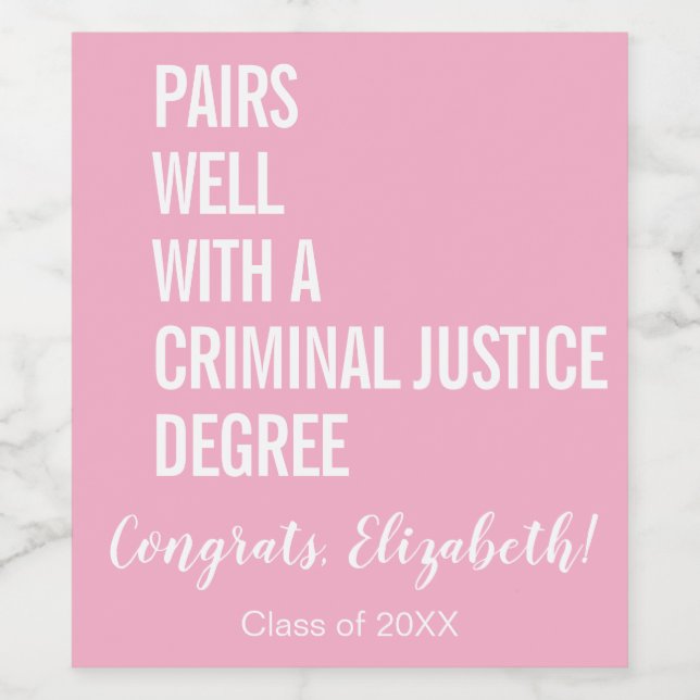 Kombinerar bra med en examen från en juristutbilda vinflaska etikett (Singel etikett)