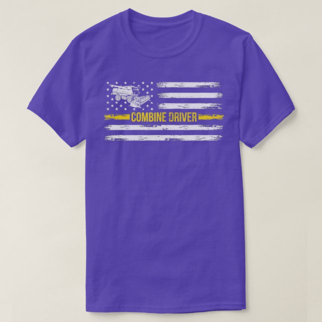Kombinerar Harvester Driver I American Flagga Comb T Shirt (Design framsida)