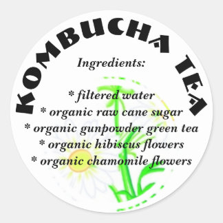 Kombucha Tea - Anpassningsbar Ingredients List Sti Runt Klistermärke