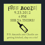 Komedi, bröllopsinbjudan, Humor Inbjudningar<br><div class="desc">En bröllopsinbjudan med lite humor! Varför åker dina vänner och familjemedlemmar till bröllop? För det fria sprit... Att alla vill veta om...  Det här är en inbjudan som bara får höger till saken! FRI SPRIT!</div>