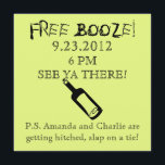 Komedi, bröllopsinbjudan, Humor Inbjudningar<br><div class="desc">En bröllopsinbjudan med lite humor! Varför åker dina vänner och familjemedlemmar till bröllop? För det fria sprit... Att alla vill veta om...  Det här är en inbjudan som bara får höger till saken! FRI SPRIT!</div>