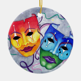 Komedi och tragedi julgransprydnad keramik
