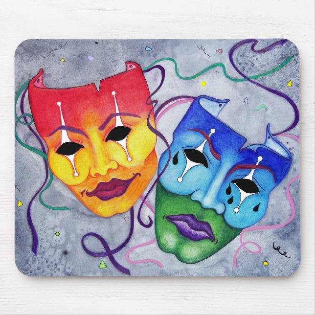 Komedi och tragedi musmatta (Framsidan)