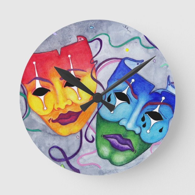 Komedi och tragedi rund klocka (Framsida)