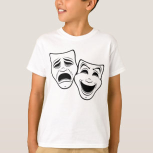 Komedi och tragedi Svarta linjen för teatermasker T Shirt