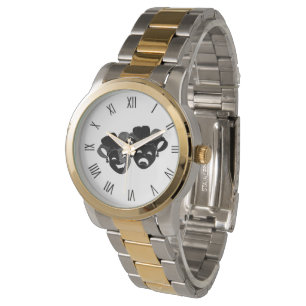 Komedi och tragedi teater svarta siffror armbandsur