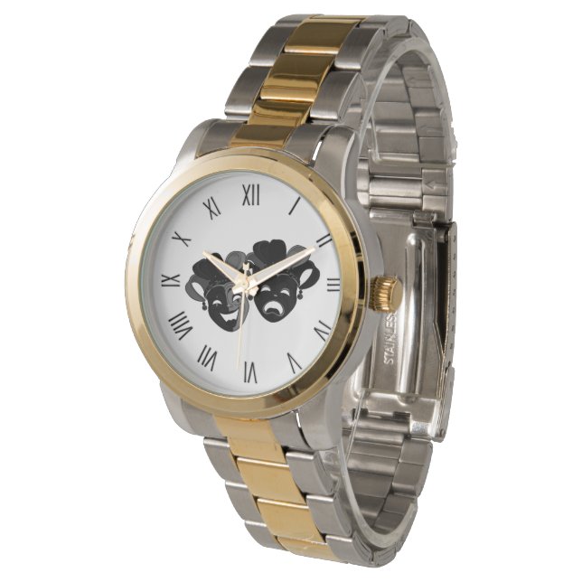 Komedi och tragedi teater svarta siffror armbandsur (Vinklad)