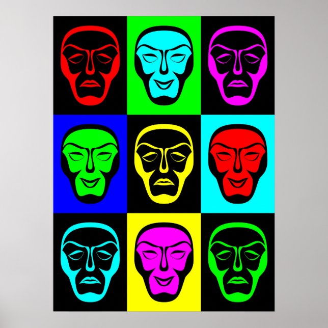Komedi och tragedi - teatermasker poster (Framsidan)