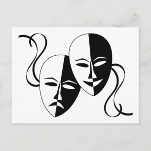 Komedi och tragedi Theatormasker/Ansikte Vykort