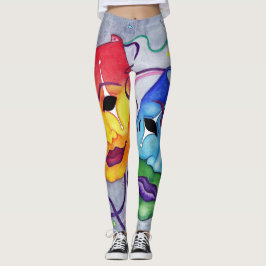 Komedi- och tragedidamasker leggings