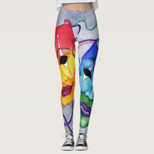 Komedi- och tragedidamasker leggings