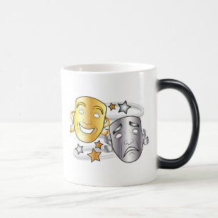Komedi och tragedin Stylized dramat maskerar Magisk Mugg