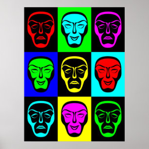 Komedi- och tragediscenisken maskerar poster