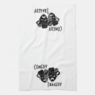 Komedi och Tragedy Theater Masks Kökshandduk