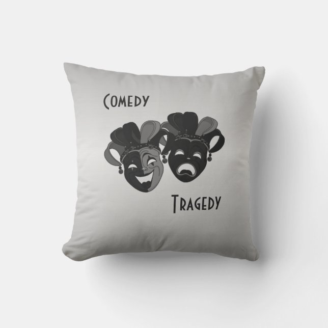 Komedi och Tragedy Theater Masks Kudde (Framsida)
