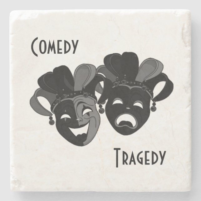 Komedi och Tragedy Theater Masks Stenunderlägg (Framsidan)
