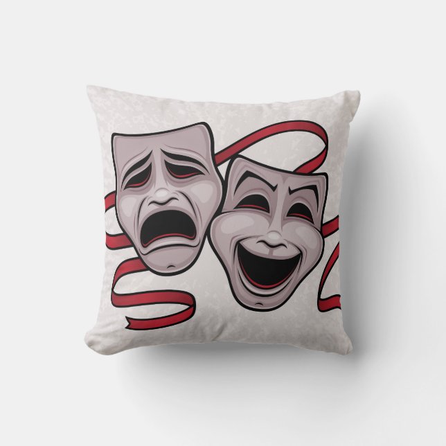 Komedi och tragiska teatermasker kudde (Framsida)