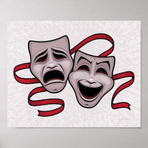 Komedi och tragiska teatermasker poster