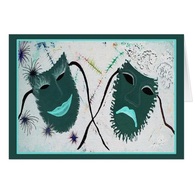 Komedi/tragedi Hälsningskort (Framsidan Horizontal)