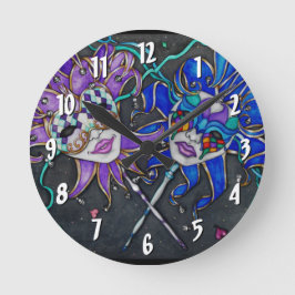 Komedi/tragedi-Jestermasker Rund Klocka