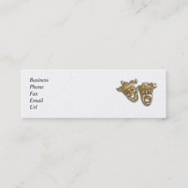 Komedi- & tragediteatern maskerar kortaffär mini visitkort (Framsida)