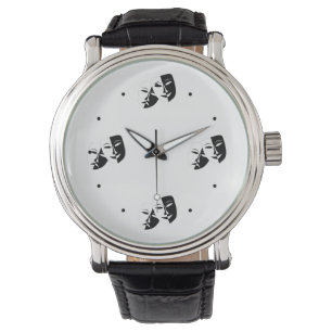 Komedy Tragedy Black and White Theater Mask Armbandsur
