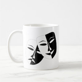 Komedy Tragedy Black and White Theater Mask Kaffemugg