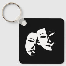 Komedy Tragedy Black and White Theater Mask Keycha