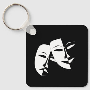 Komedy Tragedy Black and White Theater Mask Keycha Nyckelring