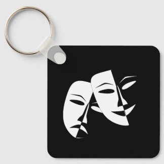 Komedy Tragedy Black and White Theater Mask Keycha Nyckelring