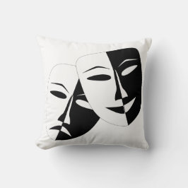 Komedy Tragedy Black and White Theater Mask Kudde