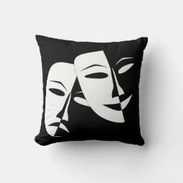 Komedy Tragedy Black and White Theater Mask Kudde