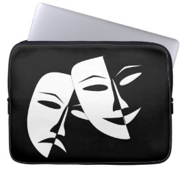 Komedy Tragedy Black and White Theater Mask Laptop Fodral