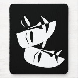 Komedy Tragedy Black and White Theater Mask Musmatta