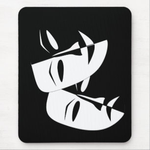 Komedy Tragedy Black and White Theater Mask Musmatta