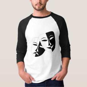 Komedy Tragedy Black and White Theater Mask T-Shi T Shirt