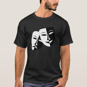 Komedy Tragedy Black and White Theater Mask T Shirt