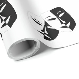 Komedy Tragedy Black and White Theater Mask Wrappi Presentpapper