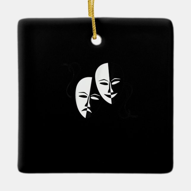 Komedy Tragedy Masks Actor Gift Julgransprydnad Keramik (Framsida)